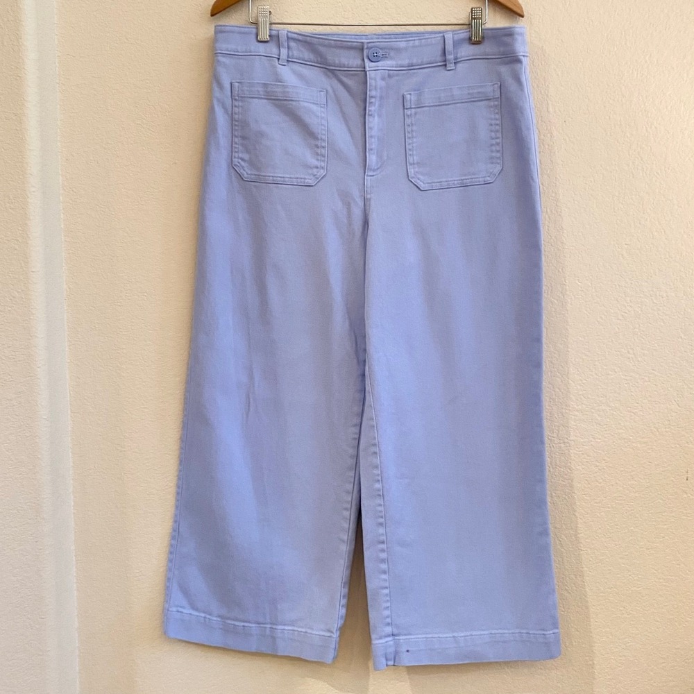 LOFT Outlet Palmer Wide Leg Cropped Pants Light Blue Size 14